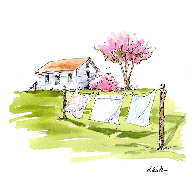 Watercolor Wooden Clothes Dryer Clothes On Stock Illustration 2258180143