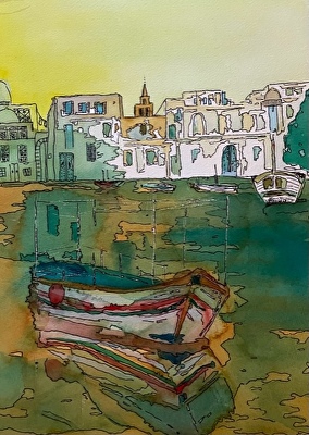 Guacamaya in watercolor Canvas Print by Vitagliano