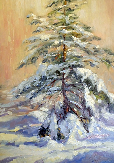 January 7, 2012 Two New Snowy Spruce Tree Paintings! Demo! Daisy and ...