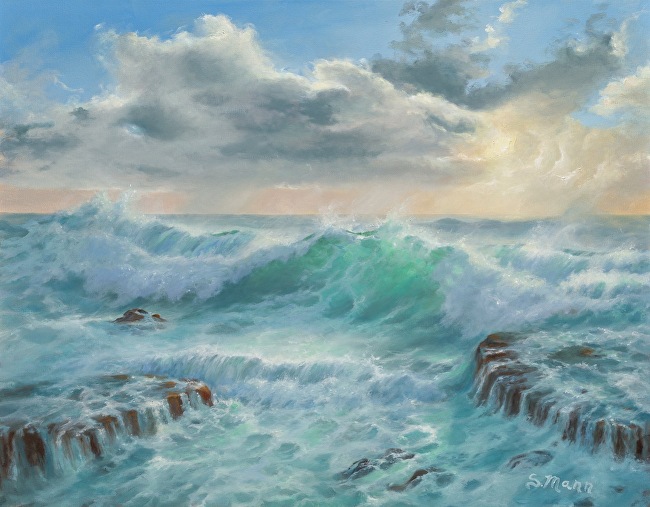 Rockview - Breaking Storm. Santa Cruz. Coastal Scenes - Oil
