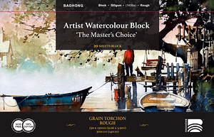 Baohong : Masters' : Pure Cotton Watercolour Paper Block : Thomas W  Schaller : 300gsm : 20 Sheets : 15x23cm : Rough