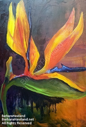 #flower,#birdParadise,#oilPainting,#colorful,#canvas,#framed,#BarbaraHavilandFineArt.com