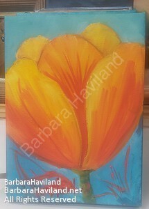 Yellow-Orange Tulip ACEO,#oil painting, #barbarahavilandfineart.com
