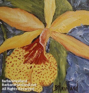 #YellowOrchid,#flower,#oil painting,#miniature ,#BarbaraHavilandFineArt.com