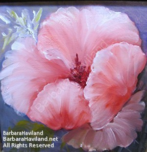 #Hibiscus, #flower, #oilPainting,#original, #miniature, #BarbaraHaviland.net
