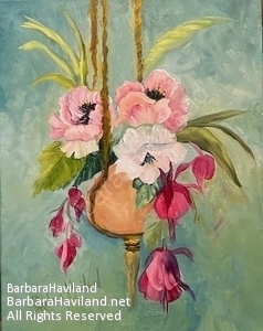 #Flowers,#fuschia,#poppies,#greenery,#BarbaraHavilandFineArt.com