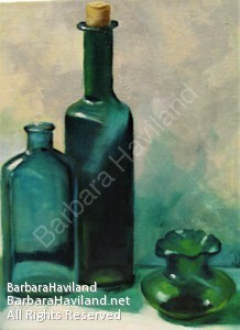 #Bottles,#glass,#still life,#original,#handPainted,#BarbaraHavilandFineArt.com