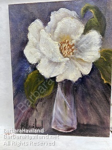 #camellia flower, #white, #8x6, #oil painting, #BarbaraHavilandFineArt.com