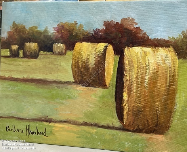 #hayBales, #landscape, #oilPainting,#BarbaraHavilandFineArt.com
