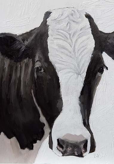 Folk Art Black and White Cow, Barn - A Brush with the Past - Paintings &  Prints, Animals, Birds, & Fish, Farm Animals, Cows & Bulls - ArtPal
