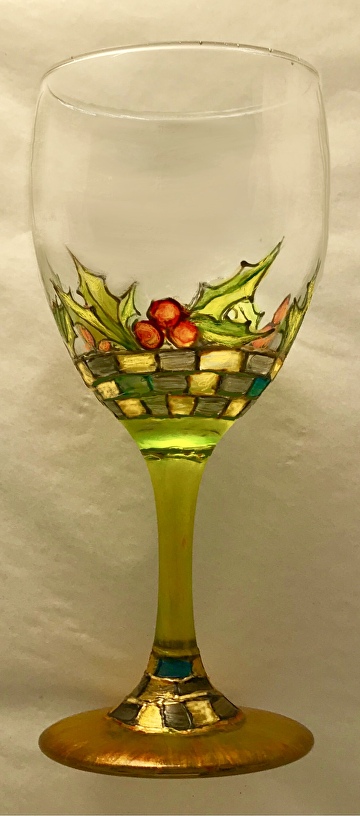 Hand Painted Wine Glass Yellow Finch Wine Glass Bird Wine -    Geschilderde wijnglazen, Flessenwerkjes, Beschilderde wijnflessen