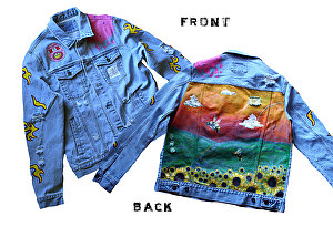 Custom Hand Painted Colourful Denim Jacket For Him
