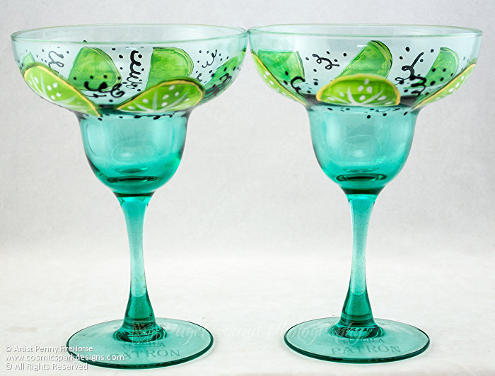 Margarita Glasses, Set of 4, Lime Design
