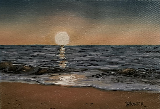 HD vector depicting a sunset view on the beach, in t...