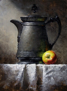 Apple and Pitcher by David Cheifetz Oil ~ 12 x 9