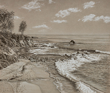 beach landscape pencil drawing